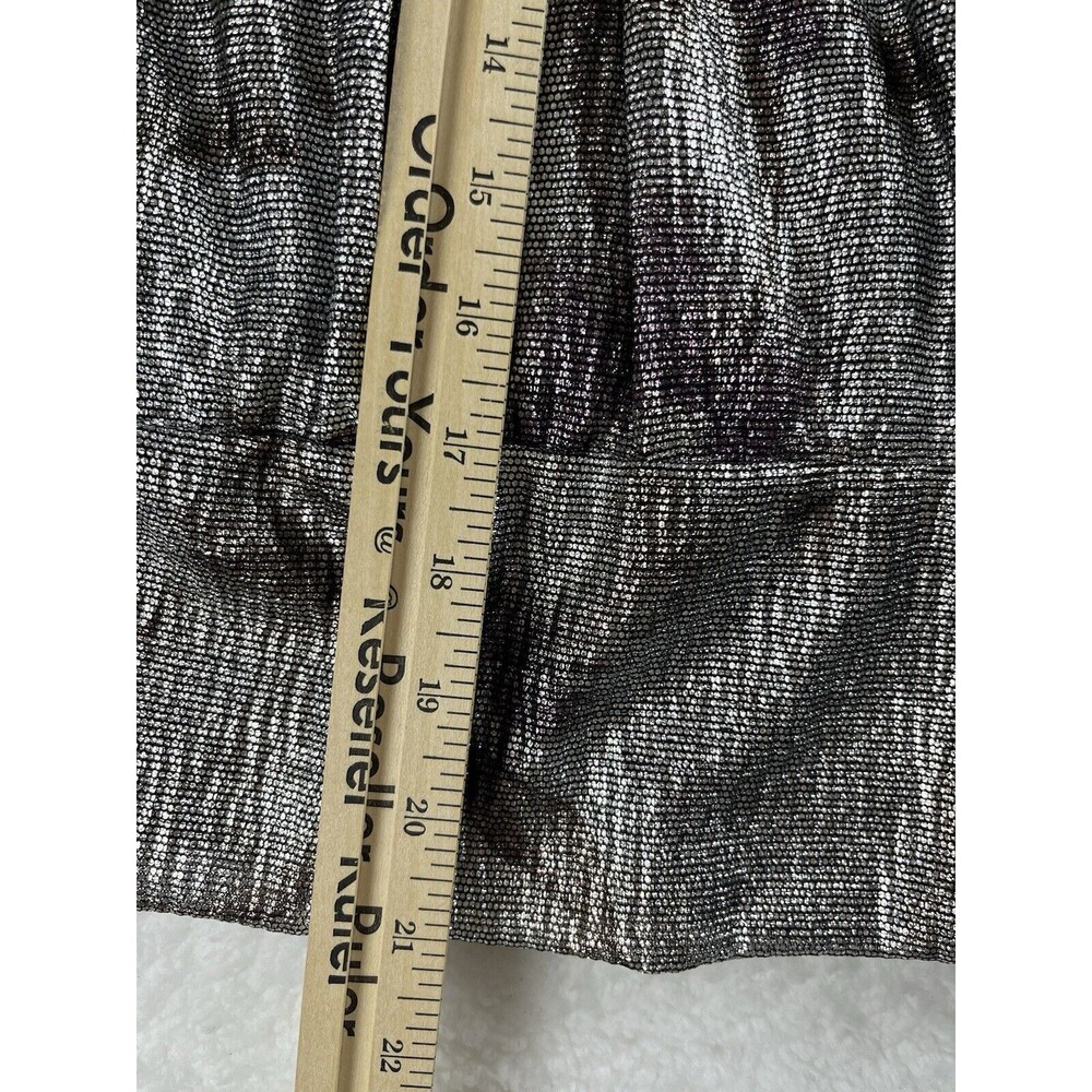 Anthropologie Maison De Amelie Top Womens L Shimmer Silver Puff Long Sleeve Chic - Picture 8 of 8